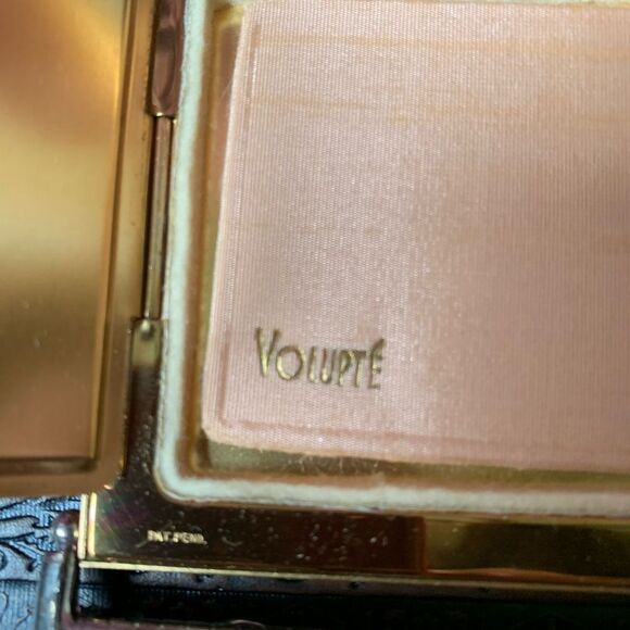 Vintage Volupte Swing Lock Gold Metal & Rhinestone Art Nouveau Mirror Compact - Picture 7 of 9